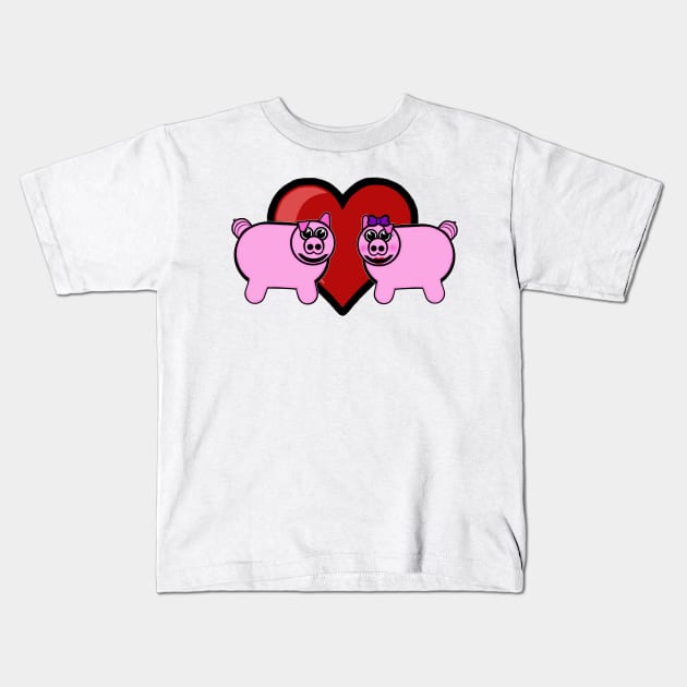 Piggy Love Kids T-Shirt by BlakCircleGirl